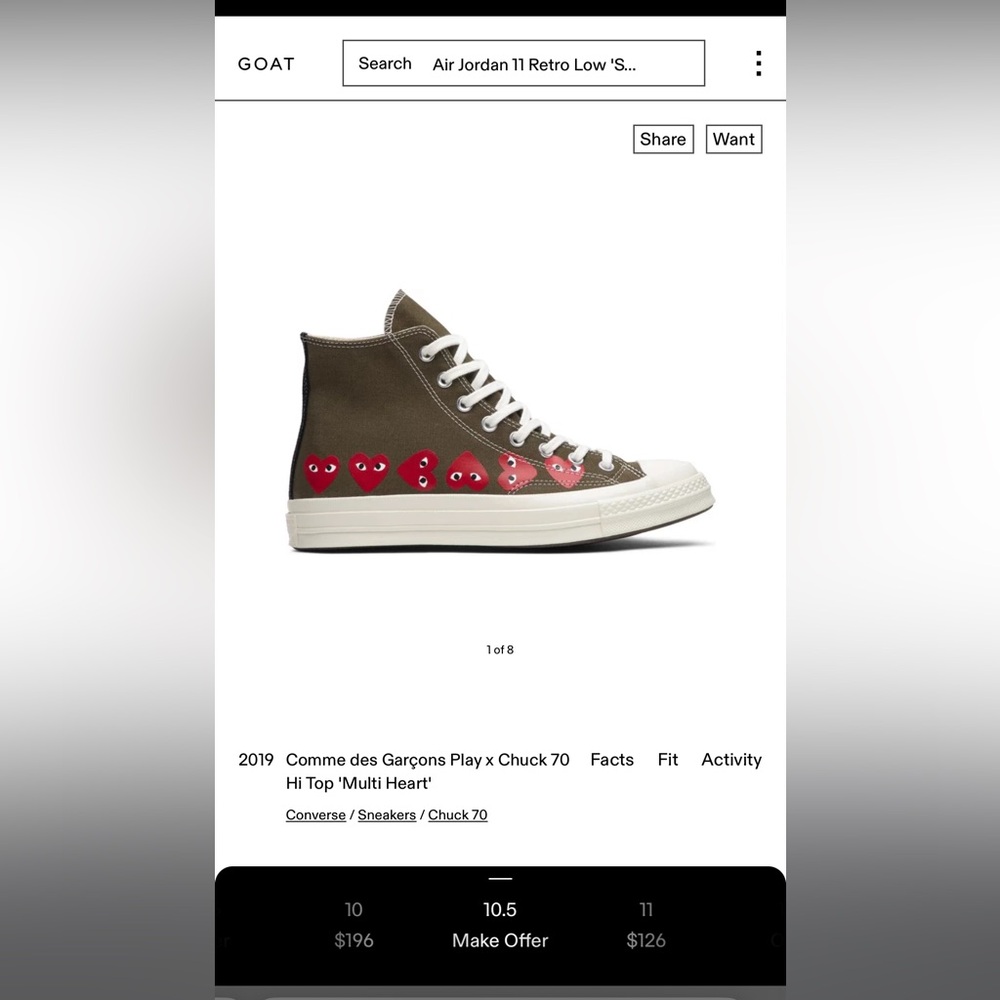 Comme des Garçons Play x Chuck 70 Hi Top 'Multi Heart'